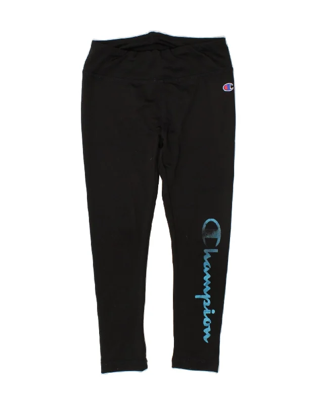 CHAMPION Girls Graphic Leggings 4-5 Years Black Polyester