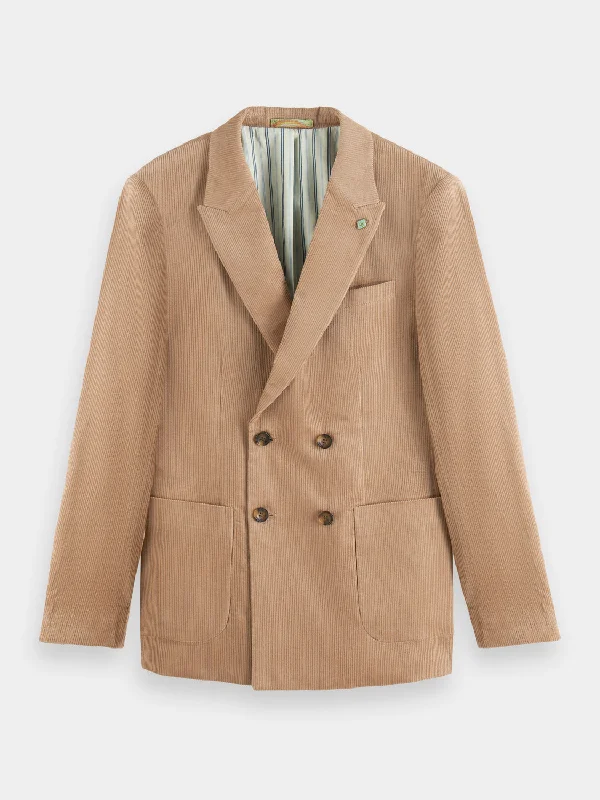 Double-breasted corduroy blazer