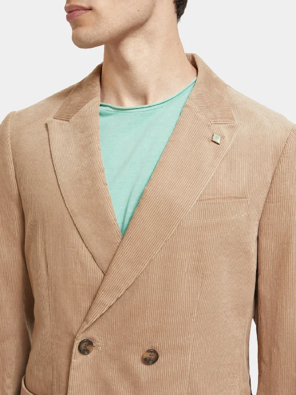 Double-breasted corduroy blazer