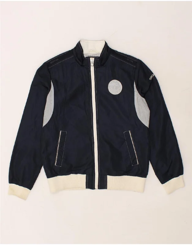 GEOX Boys Bomber Jacket 11-12 Years Navy Blue Colourblock Polyester