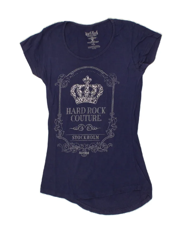 HARD ROCK COUTURE Girls Stockholm T-Shirt Top 10-11 Years Medium Navy Blue