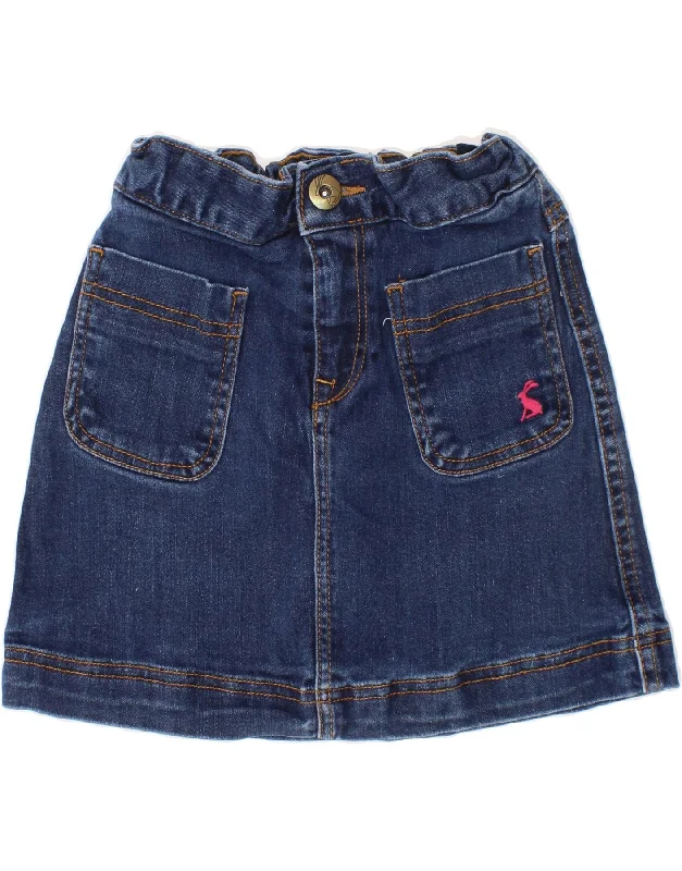 JOULES Girls Denim Skirt 7-8 Years W20  Blue Cotton