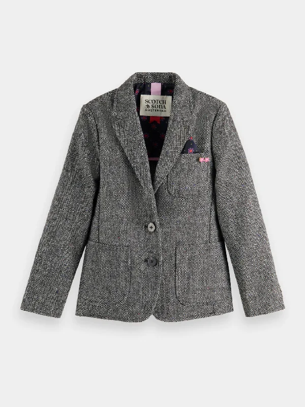 Kids - Wool-blend herringbone blazer