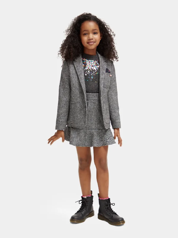 Kids - Wool-blend herringbone blazer