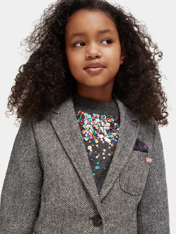 Kids - Wool-blend herringbone blazer