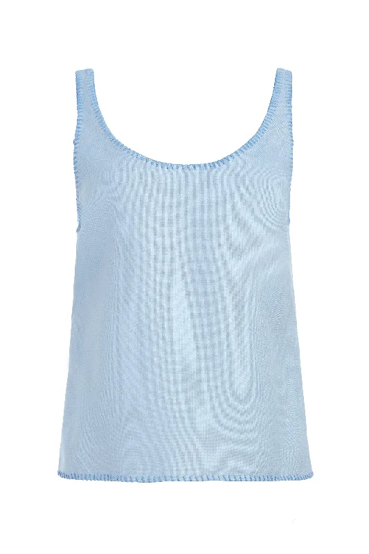 Muriel Tank Top in Stone Blue Silk Virgin Wool