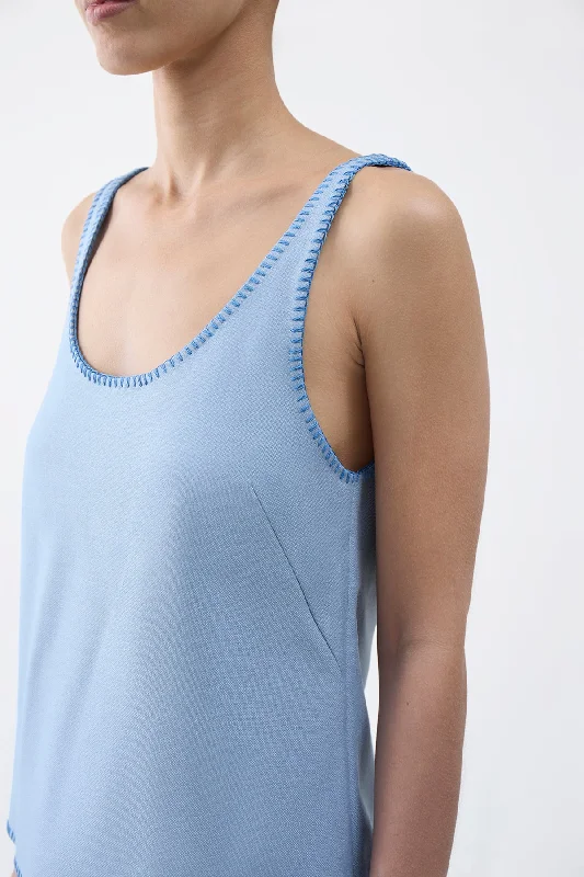 Muriel Tank Top in Stone Blue Silk Virgin Wool