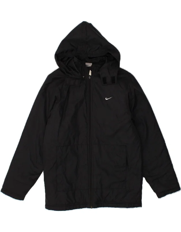 NIKE Boys Hooded Rain Jacket 14-15 Years Large  Black Polyester