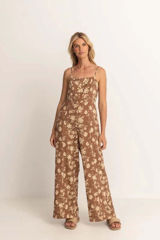 Nova Paisley Wide Leg Jumpsuit Chocolate