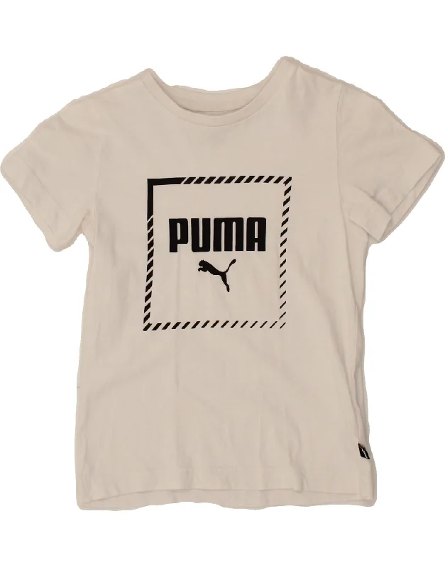 PUMA Boys Graphic T-Shirt Top 7-8 Years White Cotton