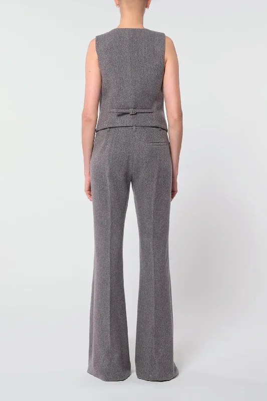 Rhein Pant in Dark Grey Multi Cashmere Virgin Wool Herringbone