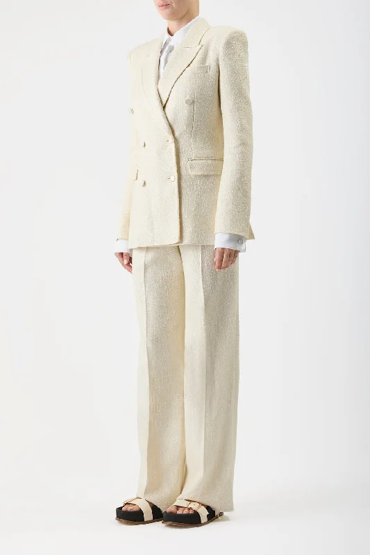 Rhein Pant in Ivory Silk Virgin Wool Slub