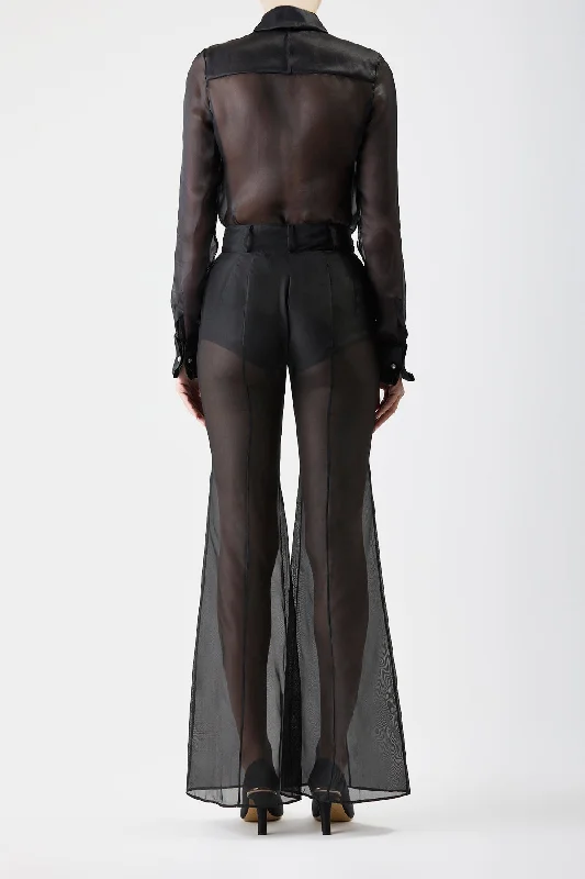 Rhein Sheer Pant in Black Silk Organza