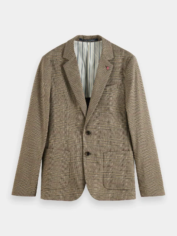 Single-breasted yarn-dyed checked blazer