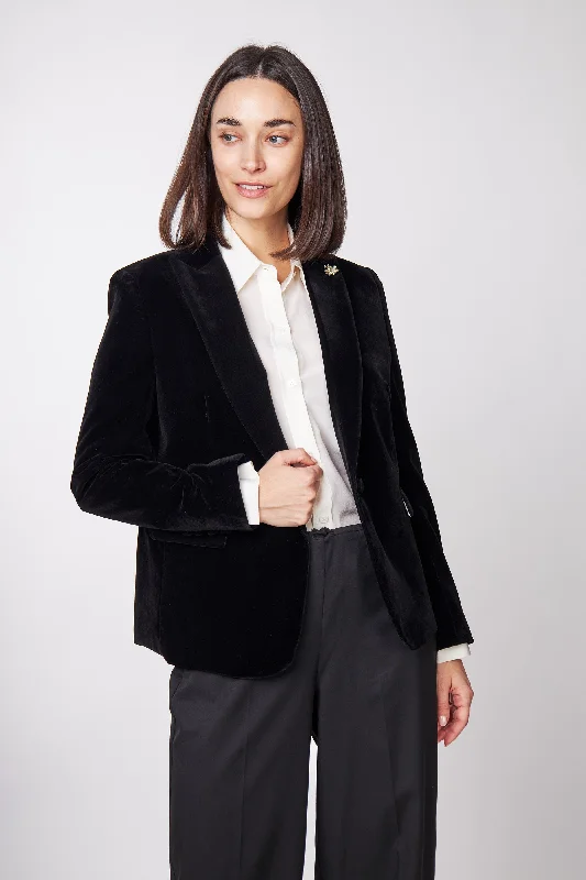 STELLA - LADIES BLACK VELVET BLAZER