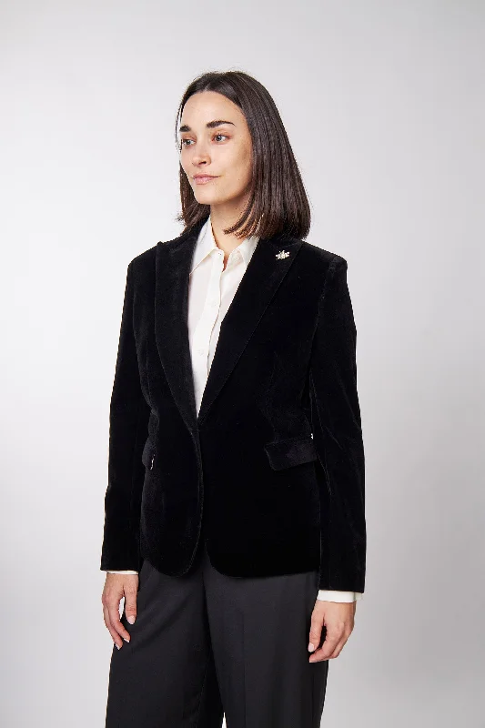 STELLA - LADIES BLACK VELVET BLAZER