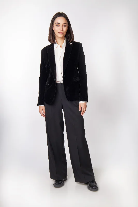 STELLA - LADIES BLACK VELVET BLAZER