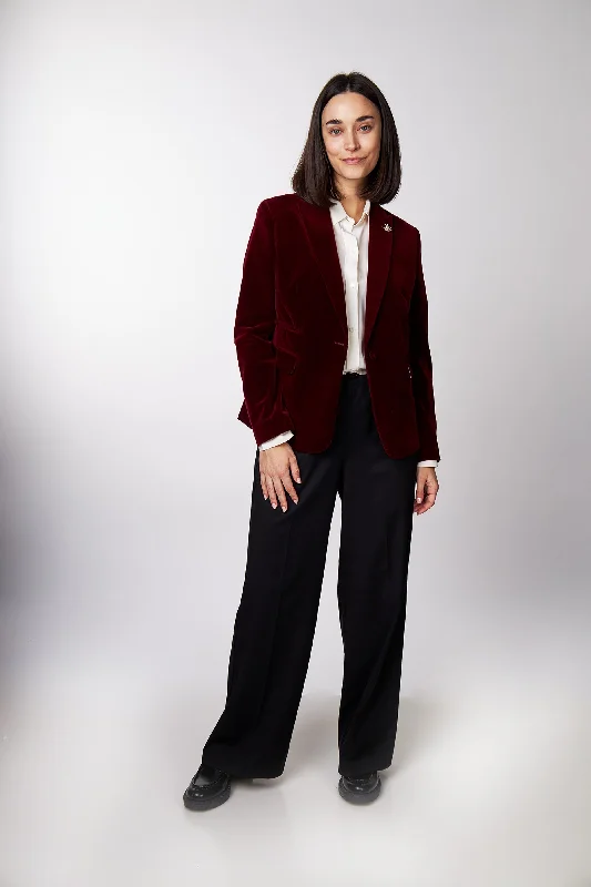 STELLA - LADIES MAROON VELVET BLAZER