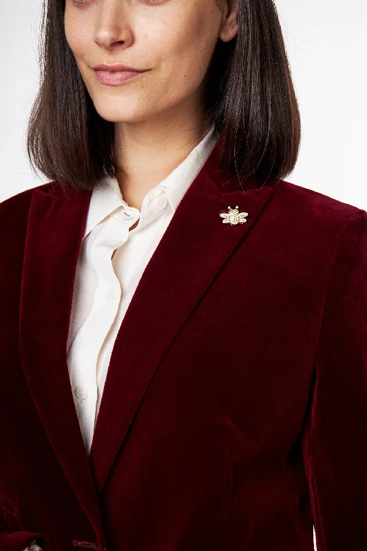 STELLA - LADIES MAROON VELVET BLAZER