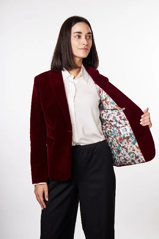 STELLA - LADIES MAROON VELVET BLAZER