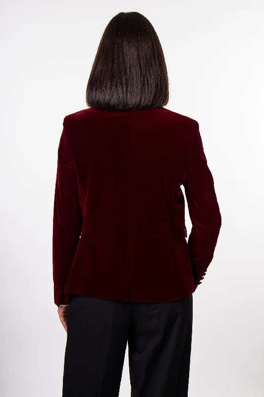 STELLA - LADIES MAROON VELVET BLAZER