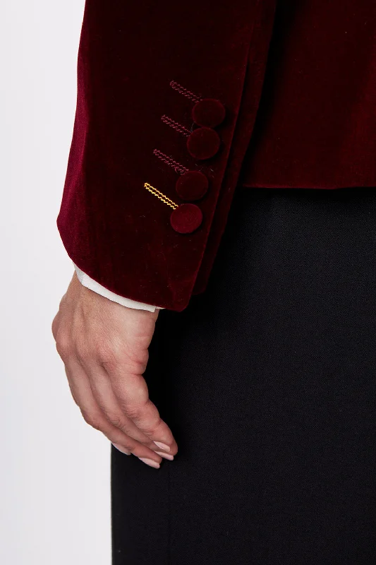 STELLA - LADIES MAROON VELVET BLAZER