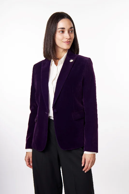 STELLA - LADIES PURPLE VELVET BLAZER