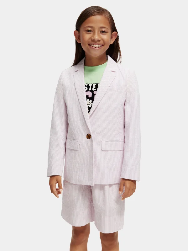 Kids - Striped single-breasted seersucker blazer