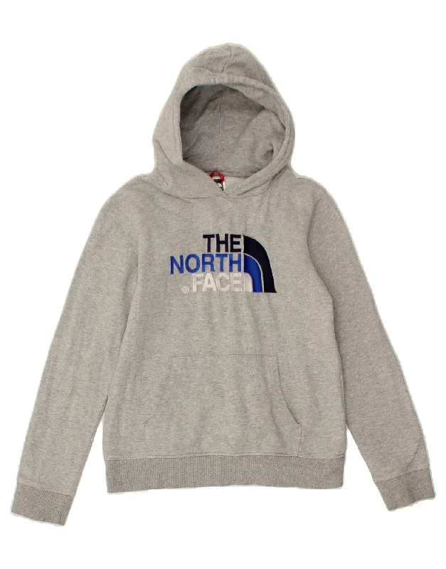 THE NORTH FACE Boys Graphic Hoodie Jumper 14-15 Years Large Grey Cotton