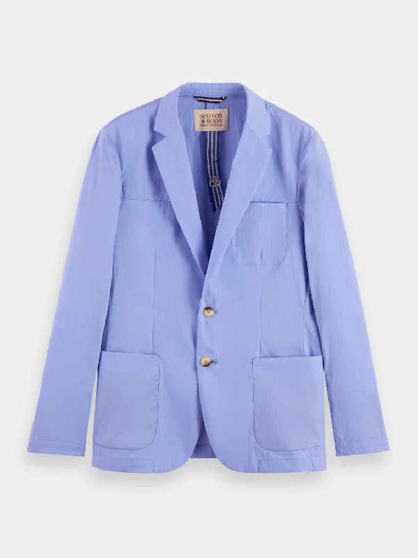 Unconstructed dressed poplin blazer