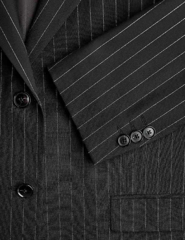 Essential Blazer Black Silver Pinstripe