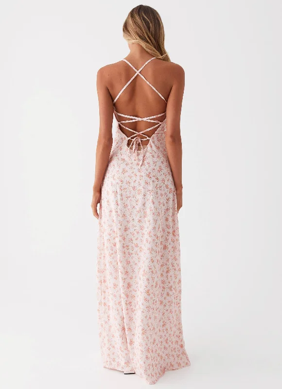 Aveline Bustier Maxi Dress - Pink Ditsy Floral