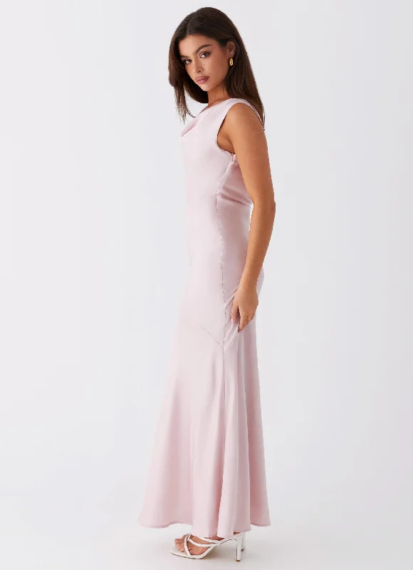 Be Mine Satin Maxi Dress - Mauve Pink