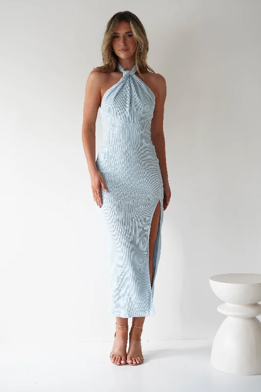 Bernice Ribbed Midaxi Dress | Light Blue