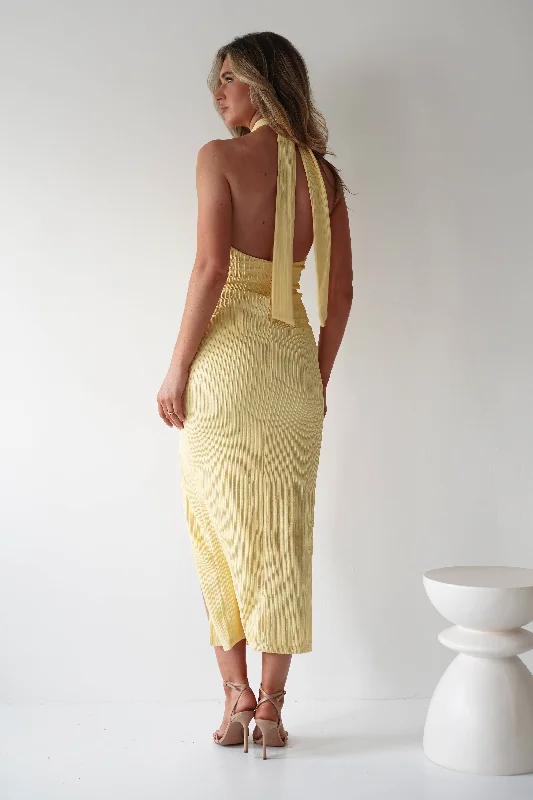 Bernice Ribbed Midaxi Dress | Yellow