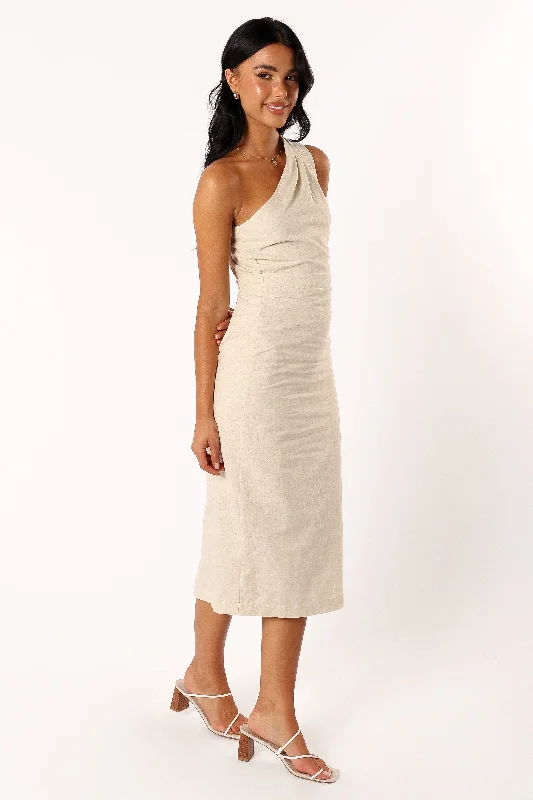 Gibson One Shoulder Midi Dress - Oatmeal