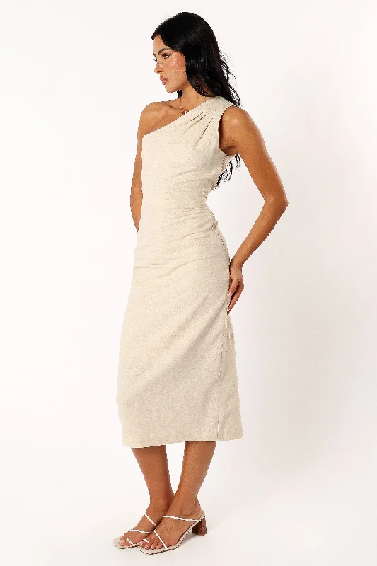 Gibson One Shoulder Midi Dress - Oatmeal