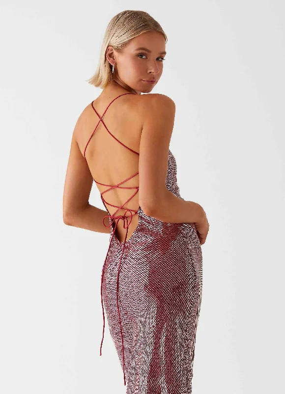 Jada Sequin Maxi Dress - Red