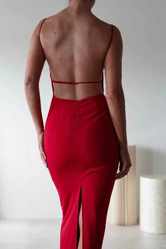 Letty Square Neck Maxi Dress | Red