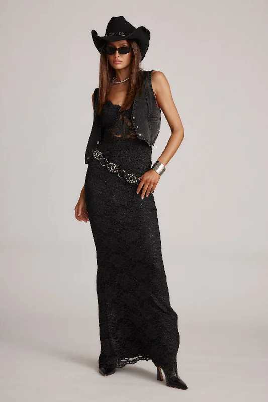 Lizette Black Lace Maxi Gown