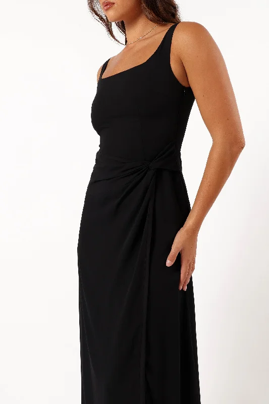 Nadea Faux Wrap Maxi Dress - Black