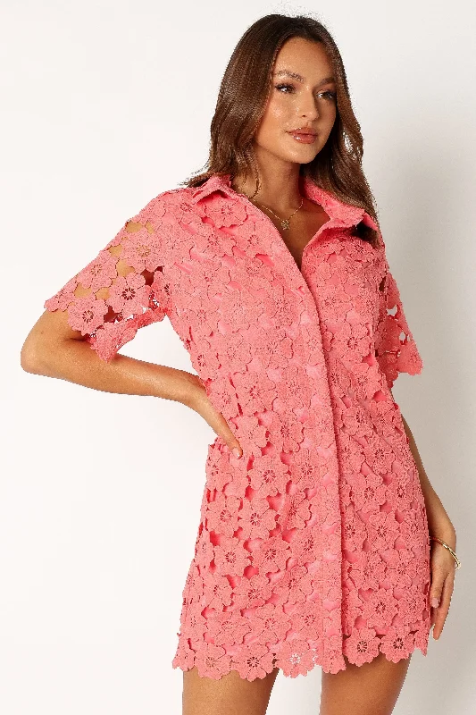 Tallie Button Up Mini Dress - Watermelon