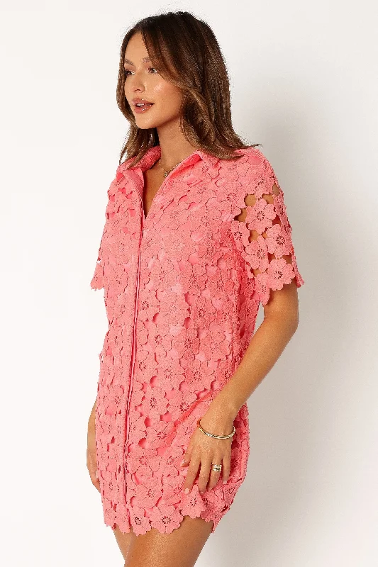 Tallie Button Up Mini Dress - Watermelon