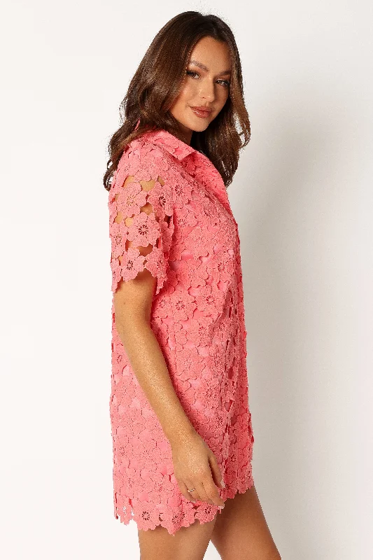 Tallie Button Up Mini Dress - Watermelon