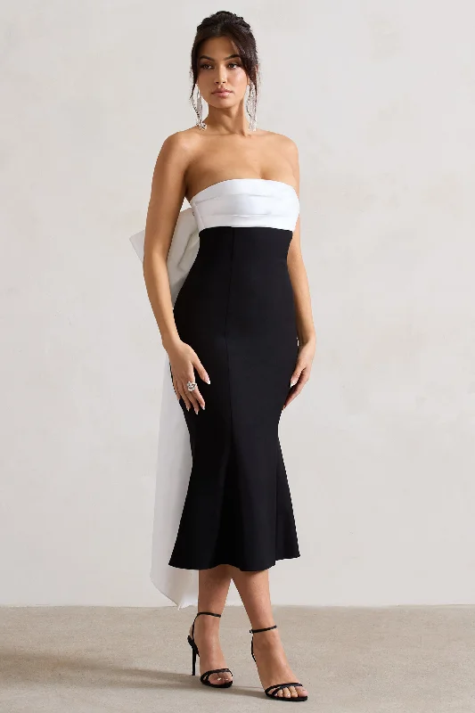 Wishlist | Black Bandeau Midi Dress With Oversized White Bow