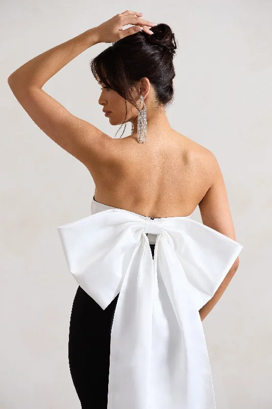 Wishlist | Black Bandeau Midi Dress With Oversized White Bow