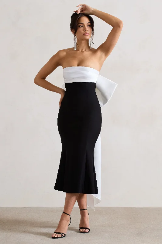 Wishlist | Black Bandeau Midi Dress With Oversized White Bow