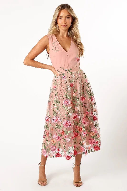 Wonderland Midi Dress - Pink Floral